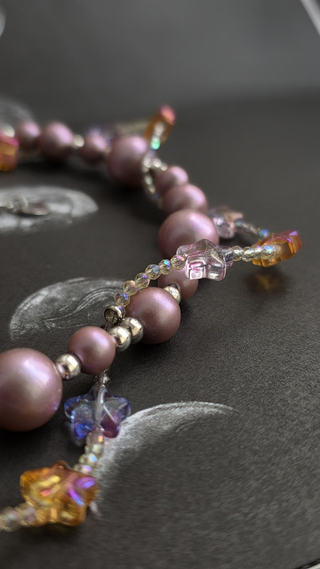 Чокер прикраса на шию Зоряний шлях, колір пастельна троянда