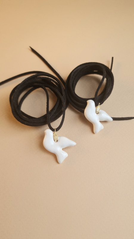 Підвіска керамічна біла голубка 