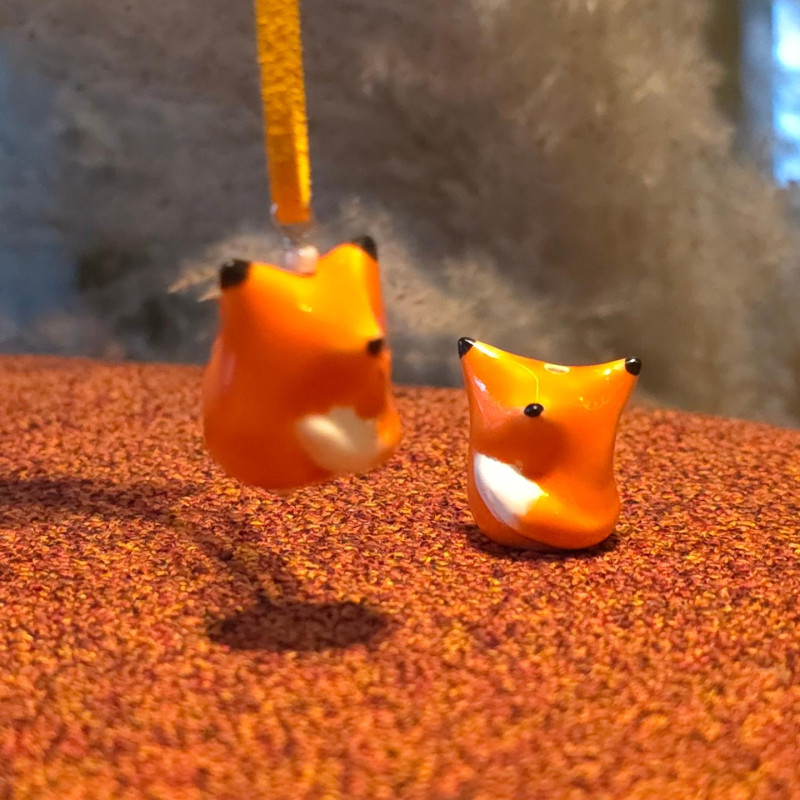 Підвіска керамічна руда лисичка фігурка