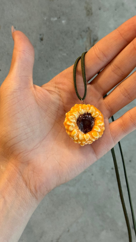 Підвіска керамічна квітка жовтий соняшник